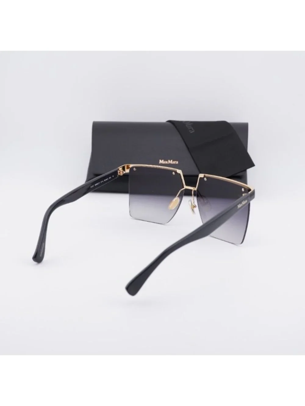 Max Mara MM0071 01A Sunglasses Shiny Black Square Frame, Smoke Lenses